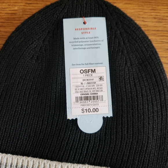 NWT Cat & Jack Lot of 2 Knit Fleece Winter Hats in Green and Black Youth OSFM - Picture 6 of 12